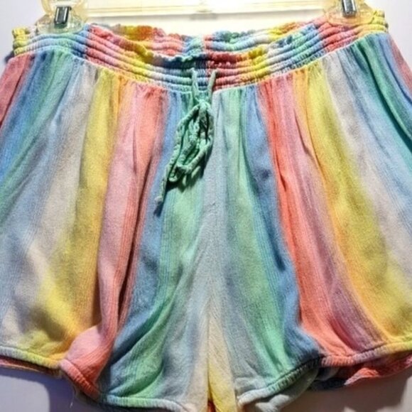 Xhilaration Rainbow Water Color Stripe Shorts Flowy Rayon XLarge - Picture 1 of 14
